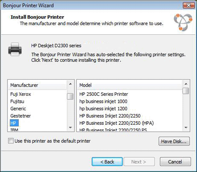 PD6 - Configurazione della stampante Bonjour