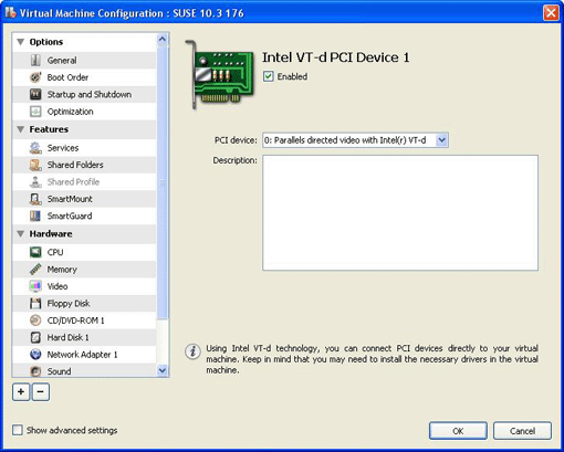 Intel PCI Device Settings - Viewing Intel PCI