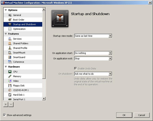 Startup and Shutdown Options - Specifying Startup and Shutdown Options
