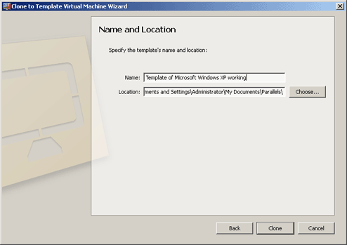 Creating a Virtual Machine Template - Specifying Name and Location