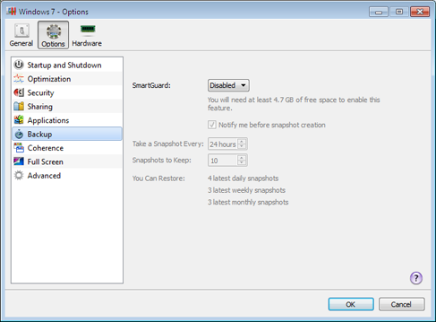 PW VMC - Backup