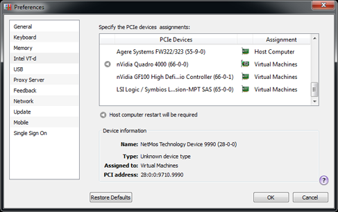 PW - Intel VT-d Preferences