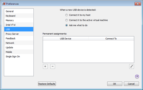 PW Preferences - USB