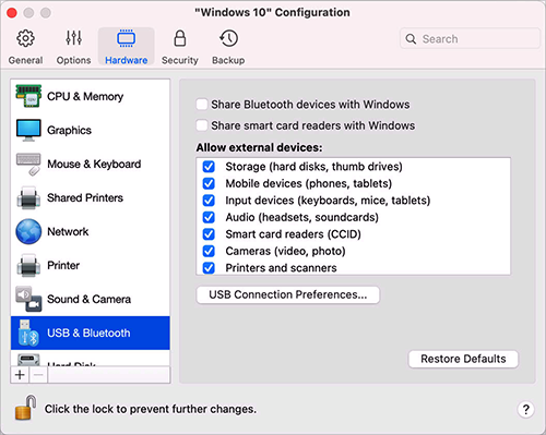 VM_Configuration_USB and Bluetooth