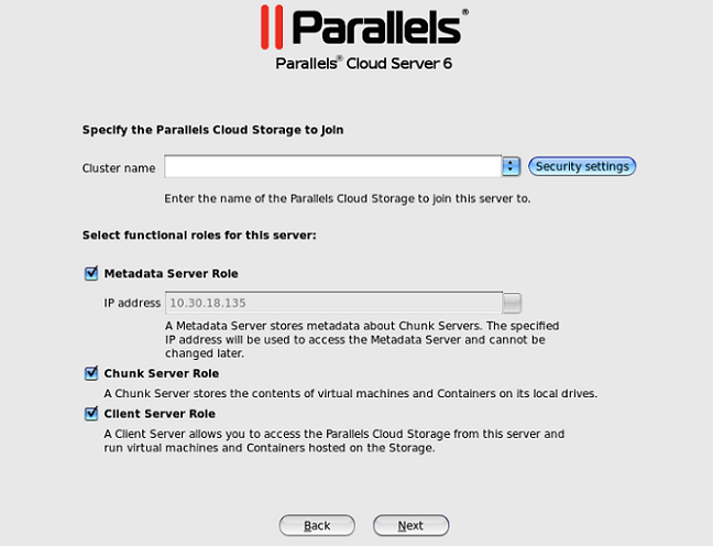 Joining the Server to the Parallels Cloud Storage Cluster