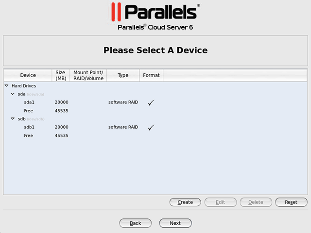 RAID Installation - Device Parameters