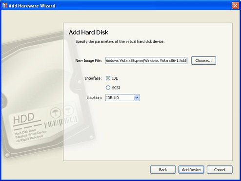 Specifying Hard Disk interface