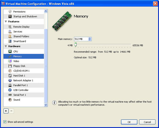 Specifying Memory Settings