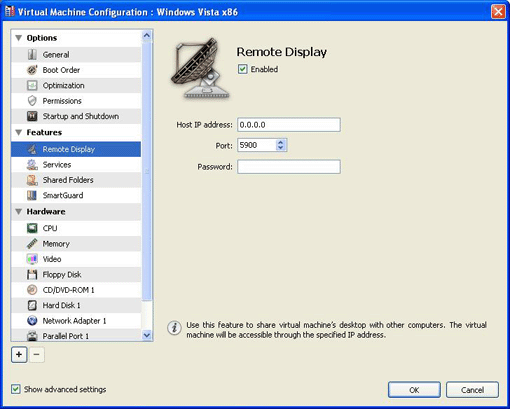 Specifying Remote Display Settings