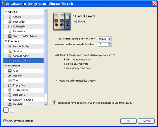 Specifying SmartGuard Settings