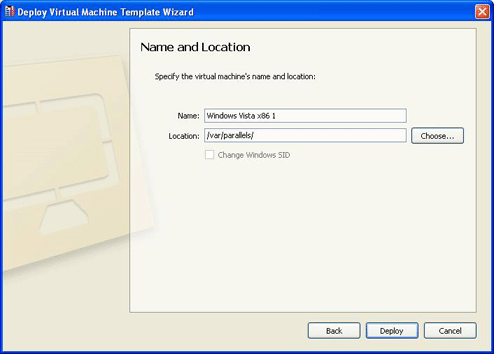 Specifying Virtual Machine Name and Location