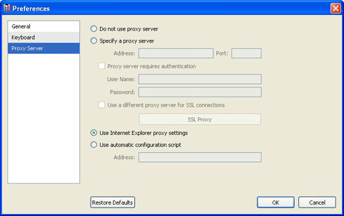 Specifying Proxy Server Settings