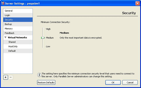 Specifying Security Settings