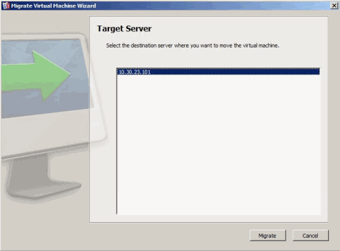 Migration - Specifying Physical Server