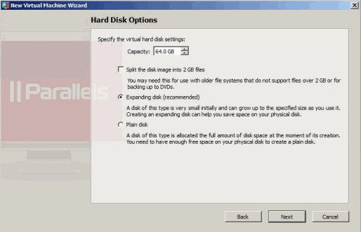 Specifying Hard Disk Size and Type