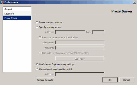 Specifying Proxy Server Settings