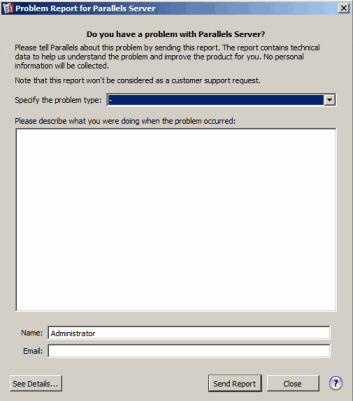 Reporting Problem to Parallels