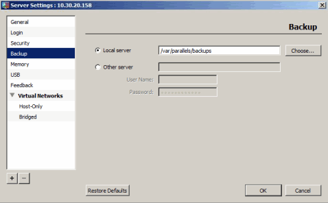 Specifying Backup Settings