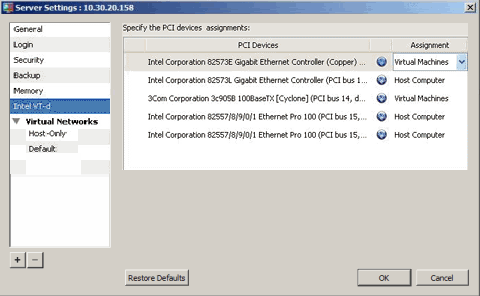 Specifying Intel VT-d Settings