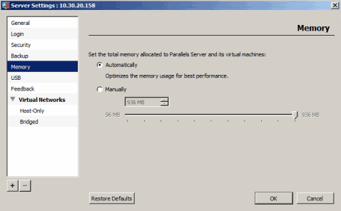 Specifying Memory Settings