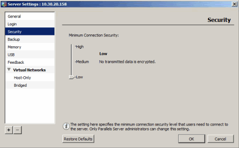 Specifying Security Settings