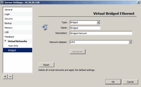 Specifying Default Virtual Network Options