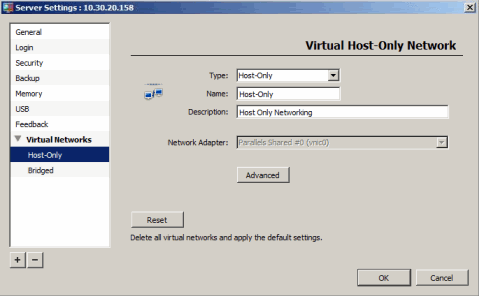 Specifying Host-Only Shared Network Options