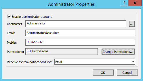 RAS_Administrator properties