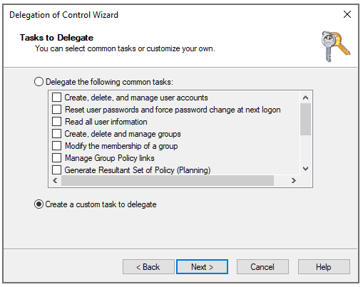 Active Directory のユーザーアカウントの設定